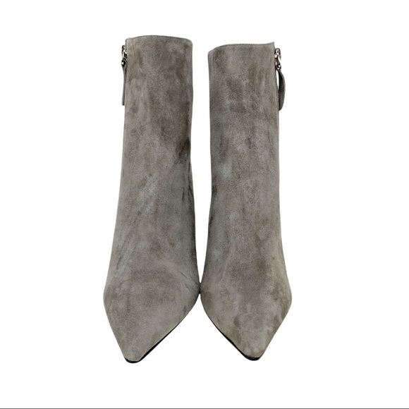 SOLD! Alias Mae Ahara Grey Suede Pointed Toe Chunky Heel Ankle Boots - Picture 9 of 14